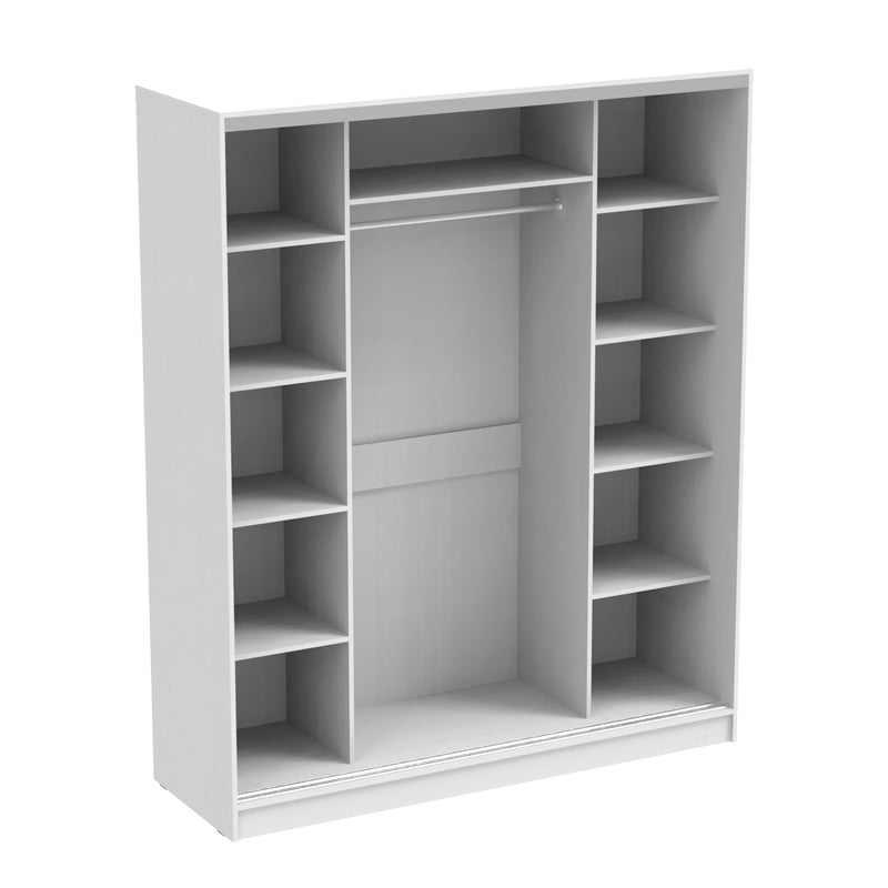 Ντουλάπα Δίφυλλη Συρόμενη με Καθρέφτη Aparador σε Λευκή Απόχρωση 180x60x220