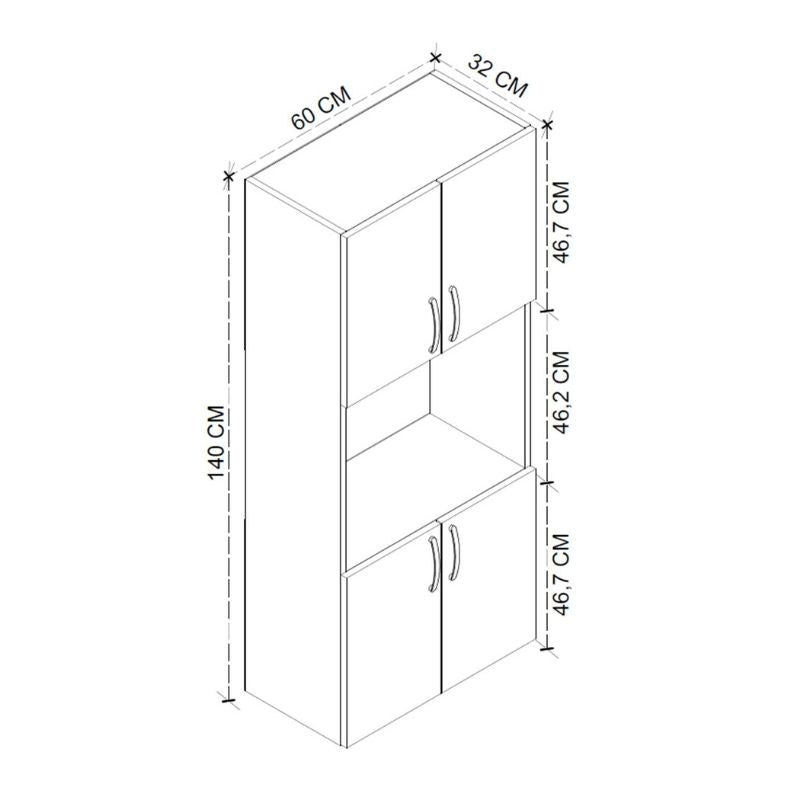 Ντουλάπα Κουζίνας Armado Χρώμα Sapphire Oak 60x32x140