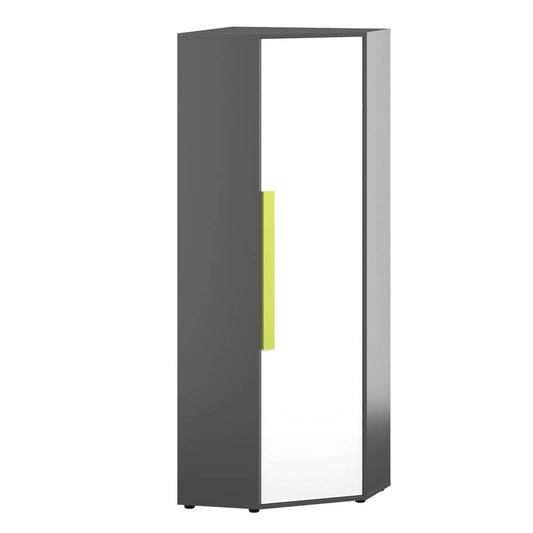 Ντουλάπα Μονόφυλλη Γωνιακή Alex 51x35/71x194 Γραφίτης-Λευκό