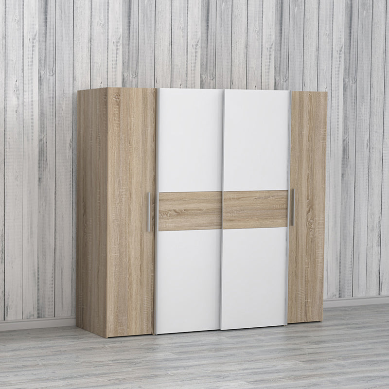 Ντουλάπα Ρούχων Closet Τετράφυλλη Sonoma Oak-Λευκό Μελαμίνης 200x61.5x190.5