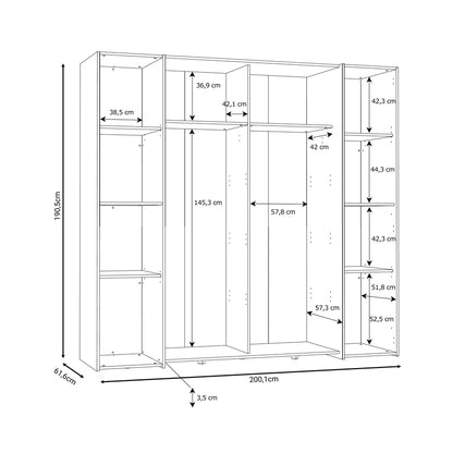 Ντουλάπα Ρούχων Closet Τετράφυλλη Sonoma Oak-Λευκό Μελαμίνης 200x61.5x190.5