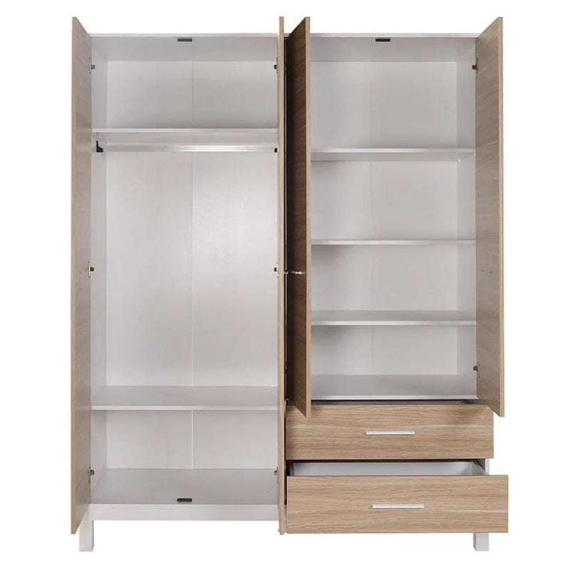 Ντουλάπα Ρούχων London Τετράφυλλη Χρώμα Oak - Λευκό 159x52x202