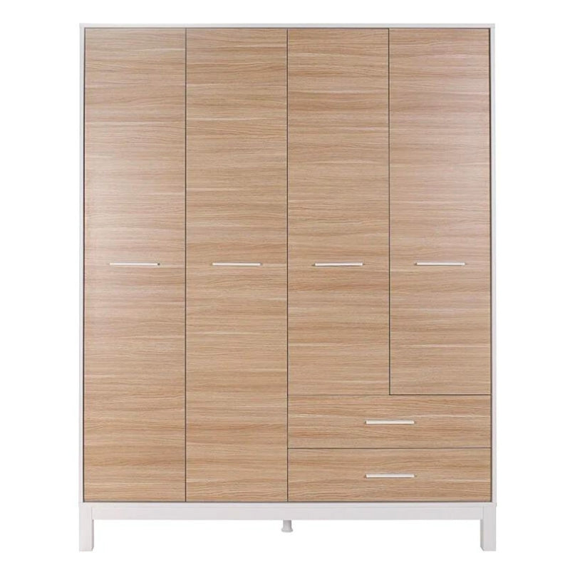 Ντουλάπα Ρούχων London Τετράφυλλη Χρώμα Oak - Λευκό 159x52x202