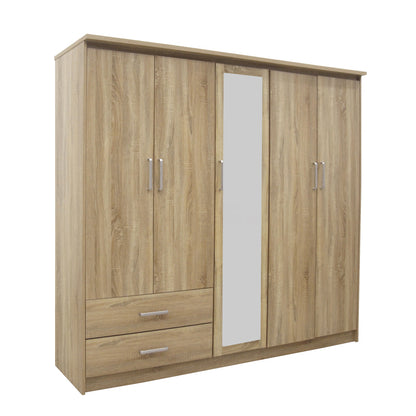 Ντουλάπα Ρούχων Πεντάφυλλη Olympus σε Φυσική Απόχρωση 198x57x183