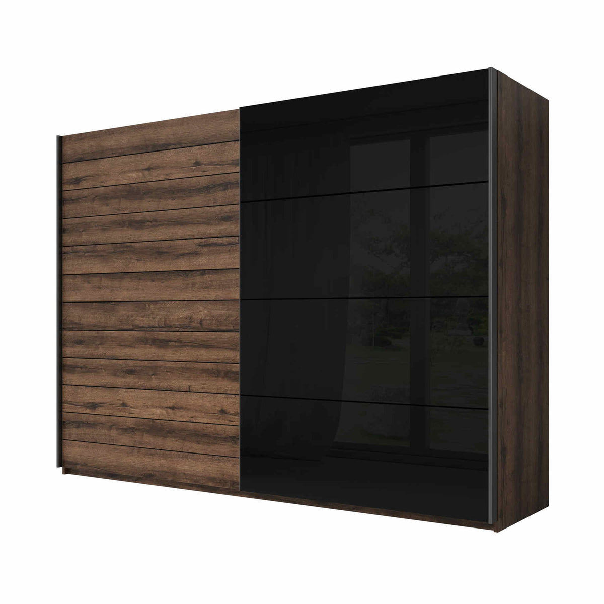 Ντουλάπα Συρόμενη Kappa Καρυδί - Μαύρο 270x61x210