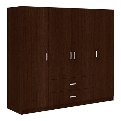 Ντουλάπα Τετράφυλλη Royal με Συρτάρια Wenge 200x58x177