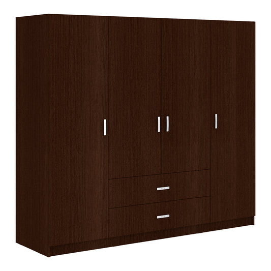 Ντουλάπα Τετράφυλλη Royal με Συρτάρια Wenge 200x58x177