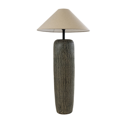 OLIANA 02315 Boho Επιδαπέδιο Φωτιστικό Μονόφωτο 1 x E27 IP20 Γκρι Κεραμικό με Μπεζ Ύφασμα - Μ55 x Π55 x Υ110cm