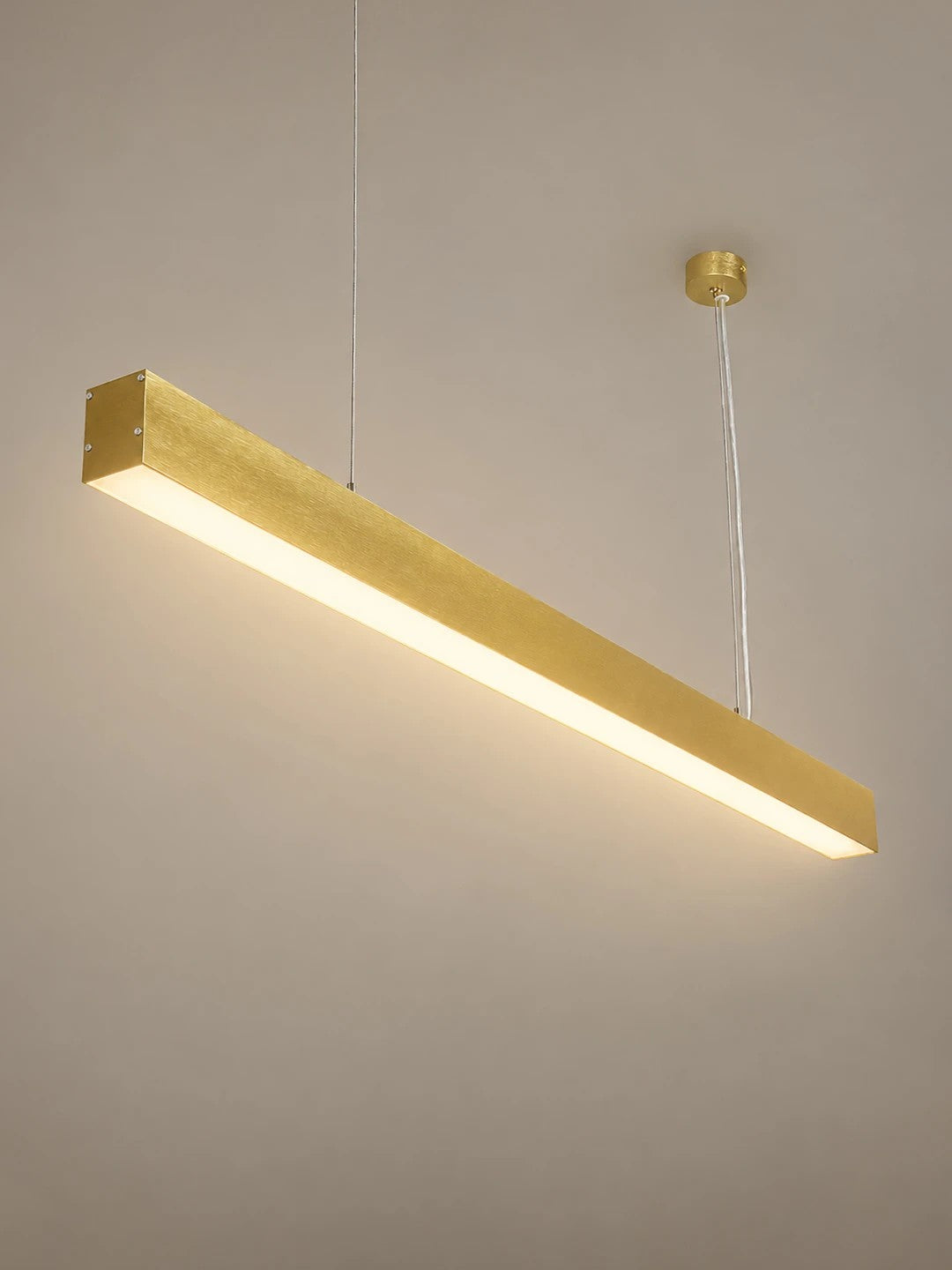 ORION KLV-101-0364 Γραμμικό Κρεμαστό Φωτιστικό Οροφής LED 72W 7200lm 120° AC 220-240V IP20 Ρυθμιζόμενο Λευκό CCT με Χειριστήριο από 2700K έως 6000K Dimmable - Lumileds SMD Chip - Σατινέ Χρυσό Βούρτσας - Μ120 x Π5 x Υ7