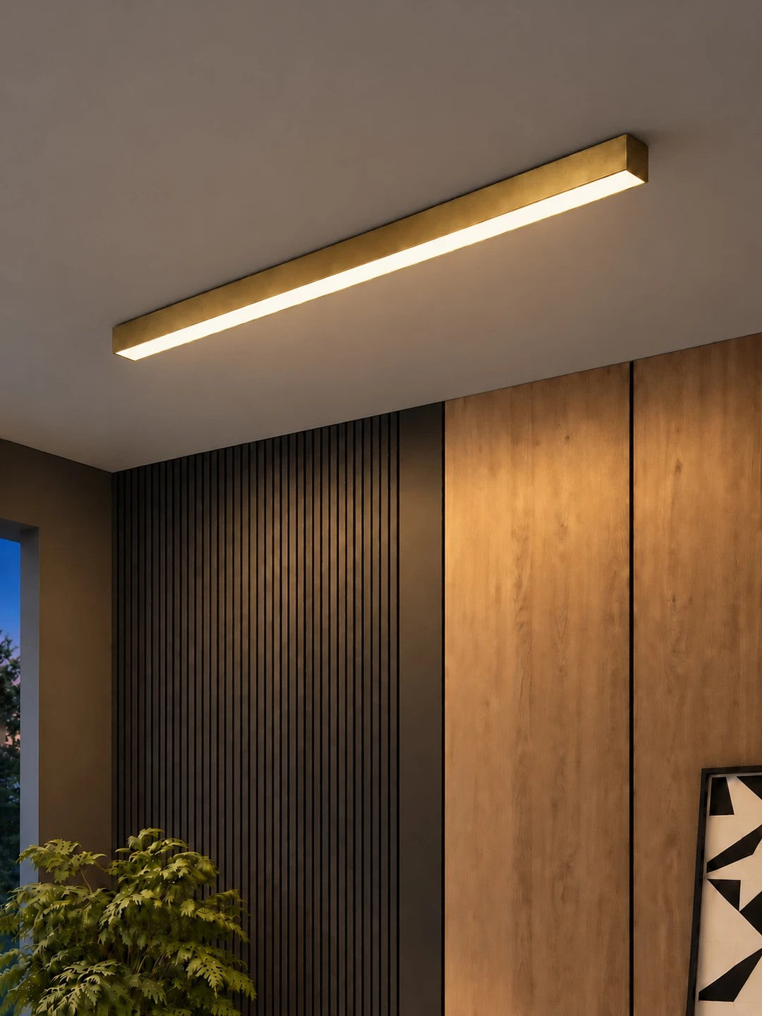 ORION KLV-101-0364-V2 Γραμμικό Φωτιστικό Οροφής LED 72W 7200lm 120° AC 220-240V IP20 Ρυθμιζόμενο Λευκό CCT με Χειριστήριο από 2700K έως 6000K Dimmable - Lumileds SMD Chip - Σατινέ Χρυσό Βούρτσας - Μ120 x Π5 x Υ7