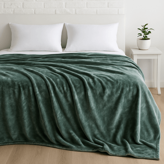 Κουβέρτα Βελουτέ Υπέρδιπλη Olive