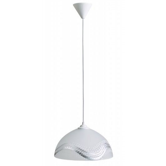 Φωτιστικό Μονόφωτο Γυαλί Λευκό/Ασημί Ε27 Φ30