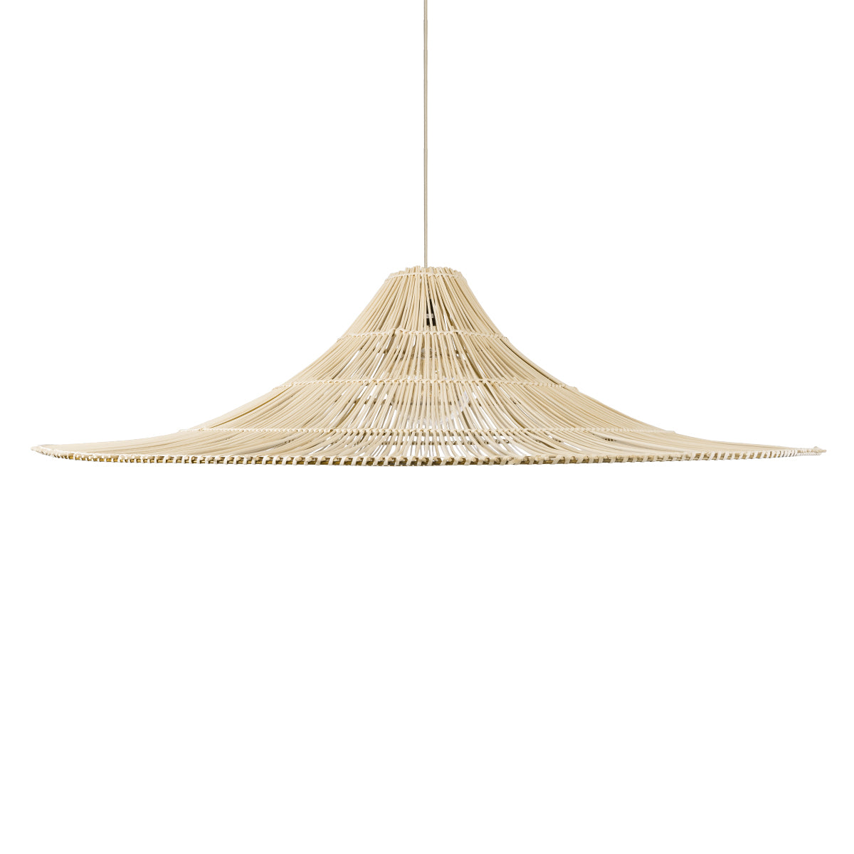 PALERMO 02311 Boho Κρεμαστό Φωτιστικό Οροφής Μονόφωτο 1 x E27 AC220-240V IP20 - Φ160 x Υ45cm - Μπεζ Ξύλινο Μπαμπού Πλέγμα