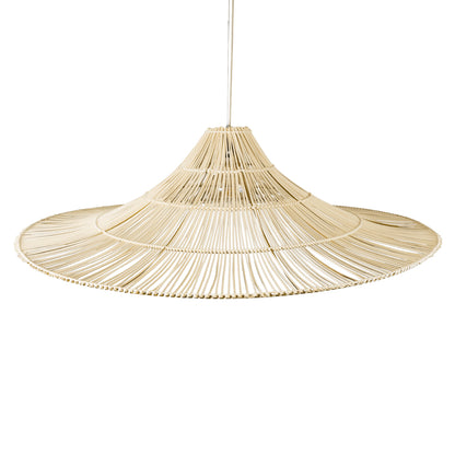 PALERMO 02311 Boho Κρεμαστό Φωτιστικό Οροφής Μονόφωτο 1 x E27 AC220-240V IP20 - Φ160 x Υ45cm - Μπεζ Ξύλινο Μπαμπού Πλέγμα