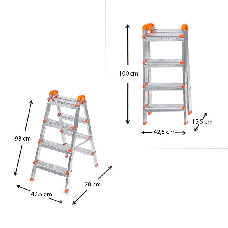 Σκάλα Double Step Μεταλλική 4+4 Σκαλοπάτια 42,5x70x93