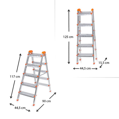 Σκάλα Double Step Μεταλλική 5+5 Σκαλοπάτια 117εκ