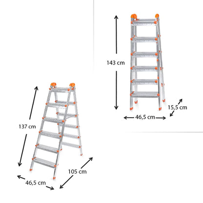 Σκάλα Double Step Μεταλλική 6+6 Σκαλοπάτια 137εκ