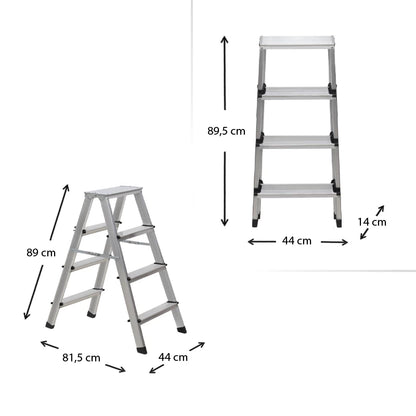 Σκάλα Double Step Αλουμινίου 4+4 Σκαλοπάτια 44x81,5x82,5