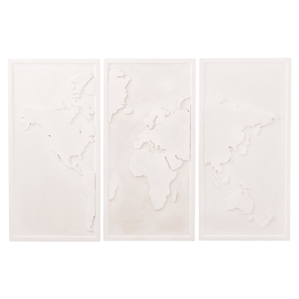 ΠΙΝΑΚΑΣ 3ΠΤΥΧΟΣ WORLD MAP SANTORINI MDF ΣΕ ΥΠΟΛΕΥΚΟ ΧΡΩΜΑ 180x4x120