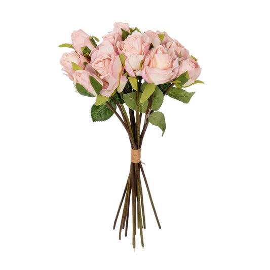 PINK ROSE BOUQUET 21081 Τεχνητό Διακοσμητικό Μπουκέτο Τριαντάφυλλα Ροζ Y36cm