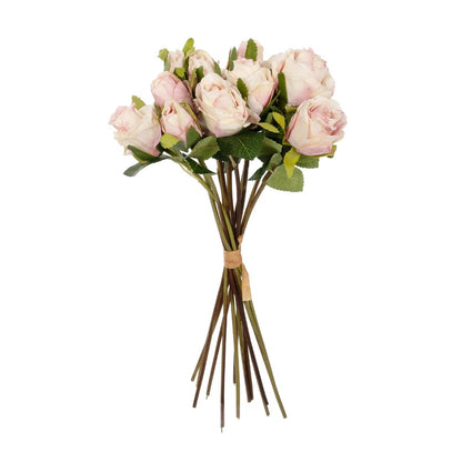 PINK ROSE BOUQUET 21082 Τεχνητό Διακοσμητικό Μπουκέτο Τριαντάφυλλα Ροζ Y36cm