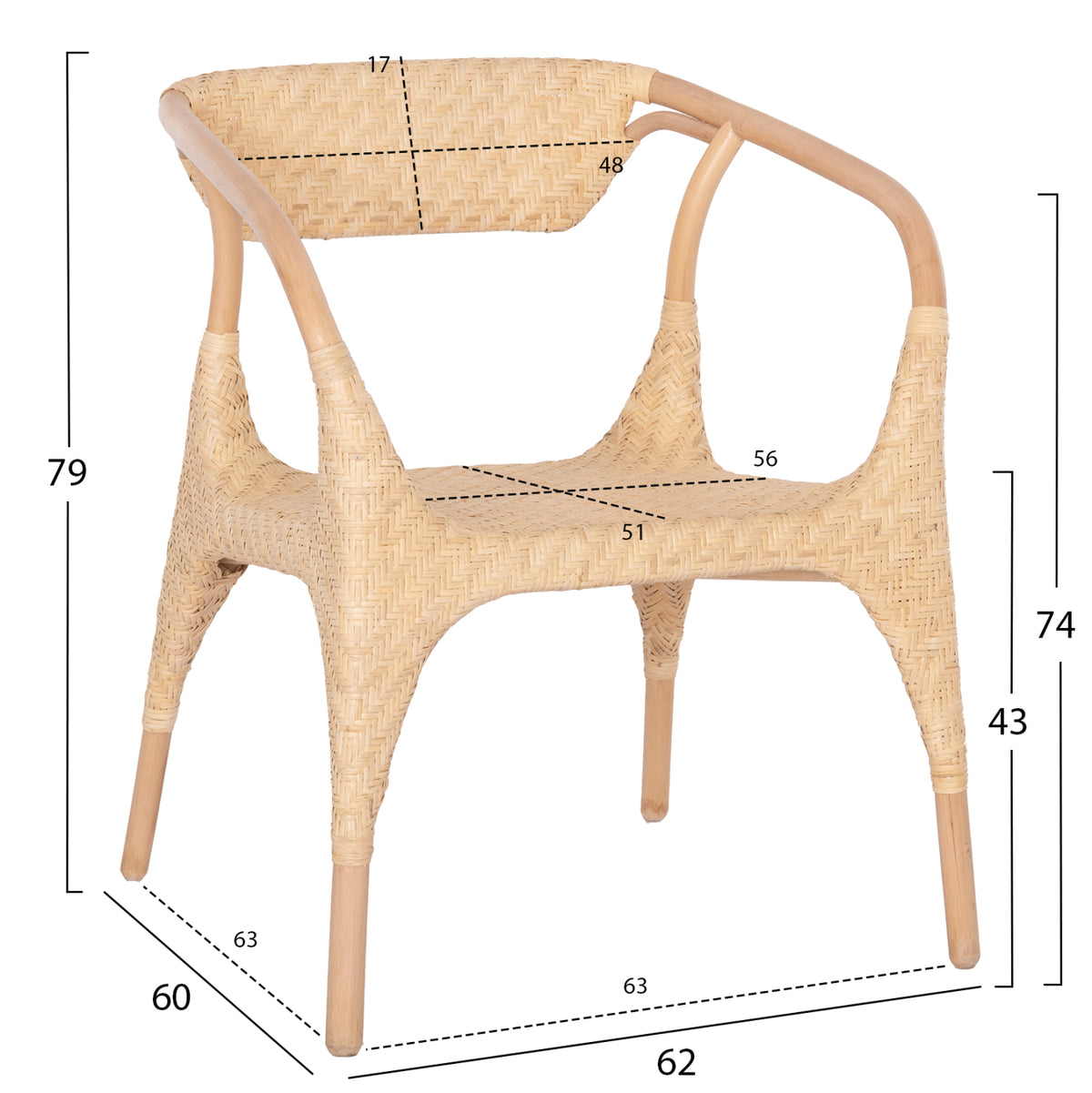 ΠΟΛΥΘΡΟΝΑ GABE ΕΣΩΤ. ΧΩΡΩΝ ΦΥΣΙΚΟ RATTAN 62x60x79