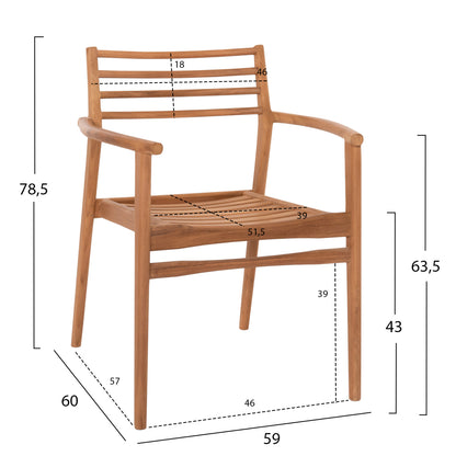 ΠΟΛΥΘΡΟΝΑ MOOSEN ΜΑΣΙΦ ΞΥΛΟ TEAK ΣΕ ΦΥΣΙΚΟ 59x60x78,5