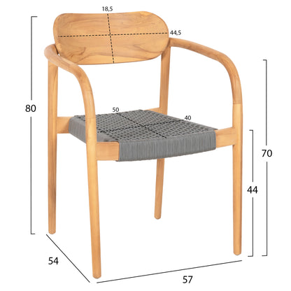 ΠΟΛΥΘΡΟΝΑ OSLO ΞΥΛΟ TEAK ΦΥΣΙΚΟ & ΓΚΡΙ ΣΧΟΙΝΙ 55x54x80