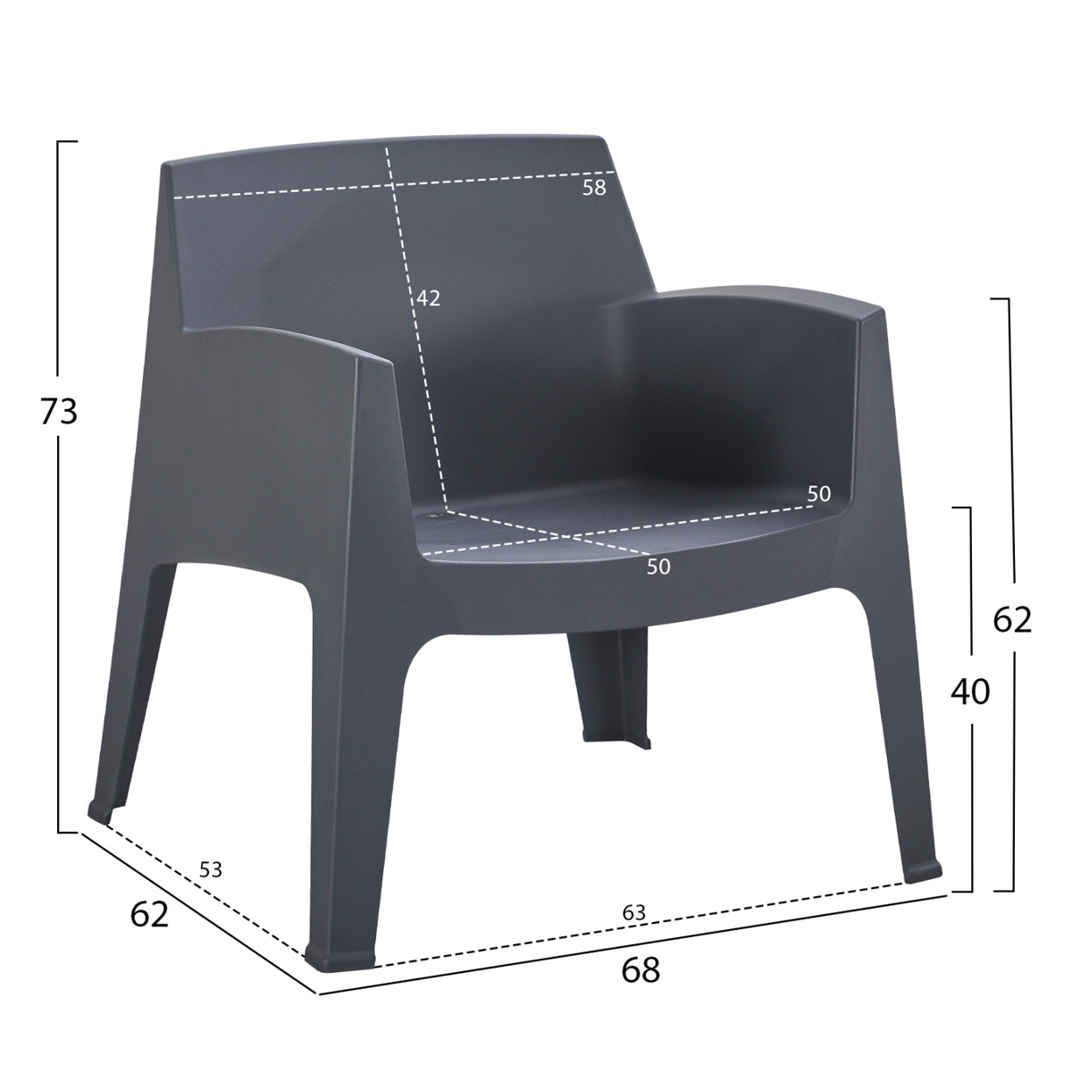 ΠΟΛΥΘΡΟΝΑ ΠΟΛΥΠΡΟΠΥΛΕΝΙΟΥ LOUNGE SLEEK ΓΚΡΙ 62x68x73