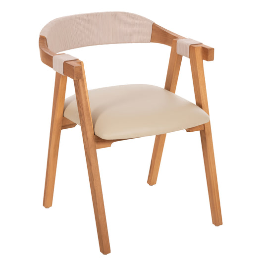ΠΟΛΥΘΡΟΝΑ RIMINI ΞΥΛΟ TEAK ΦΥΣΙΚΟ ΜΠΕΖ ΣΧΟΙΝΙ & PU ΚΑΘΙΣΜΑ 60x61x75,5