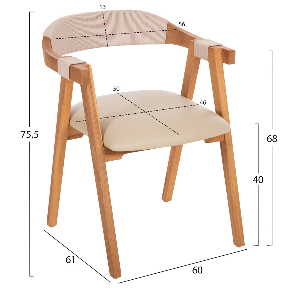 ΠΟΛΥΘΡΟΝΑ RIMINI ΞΥΛΟ TEAK ΦΥΣΙΚΟ ΜΠΕΖ ΣΧΟΙΝΙ & PU ΚΑΘΙΣΜΑ 60x61x75,5
