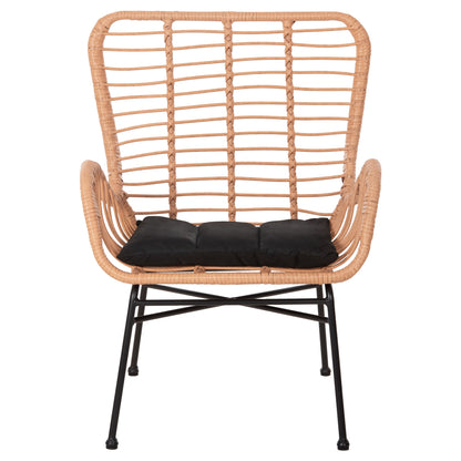ΠΟΛΥΘΡΟΝΑ ΣΤΥΛ ΜΠΕΡΖΕΡΑΣ ALLEGRA P.E. RATTAN ΜΠΕΖ ΜΑΥΡΟ ΜΕΤΑΛΛΟ 66x59x90