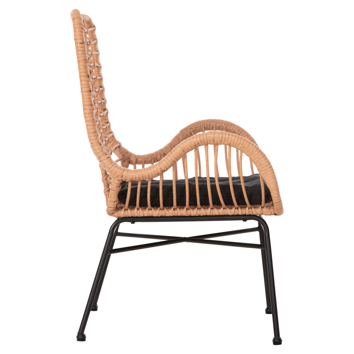 ΠΟΛΥΘΡΟΝΑ ΣΤΥΛ ΜΠΕΡΖΕΡΑΣ ALLEGRA P.E. RATTAN ΜΠΕΖ ΜΑΥΡΟ ΜΕΤΑΛΛΟ 66x59x90