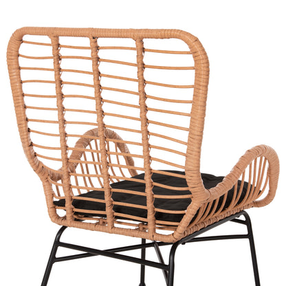 ΠΟΛΥΘΡΟΝΑ ΣΤΥΛ ΜΠΕΡΖΕΡΑΣ ALLEGRA P.E. RATTAN ΜΠΕΖ ΜΑΥΡΟ ΜΕΤΑΛΛΟ 66x59x90