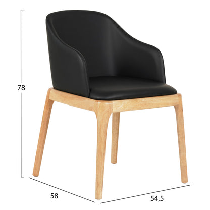 ΠΟΛΥΘΡΟΝΑ ΤΡΑΠΕΖΑΡΙΑΣ FURLAN RUBBERWOOD ΣΕ ΟΑΚ ΜΑΥΡΟ PU 54,5x58x78