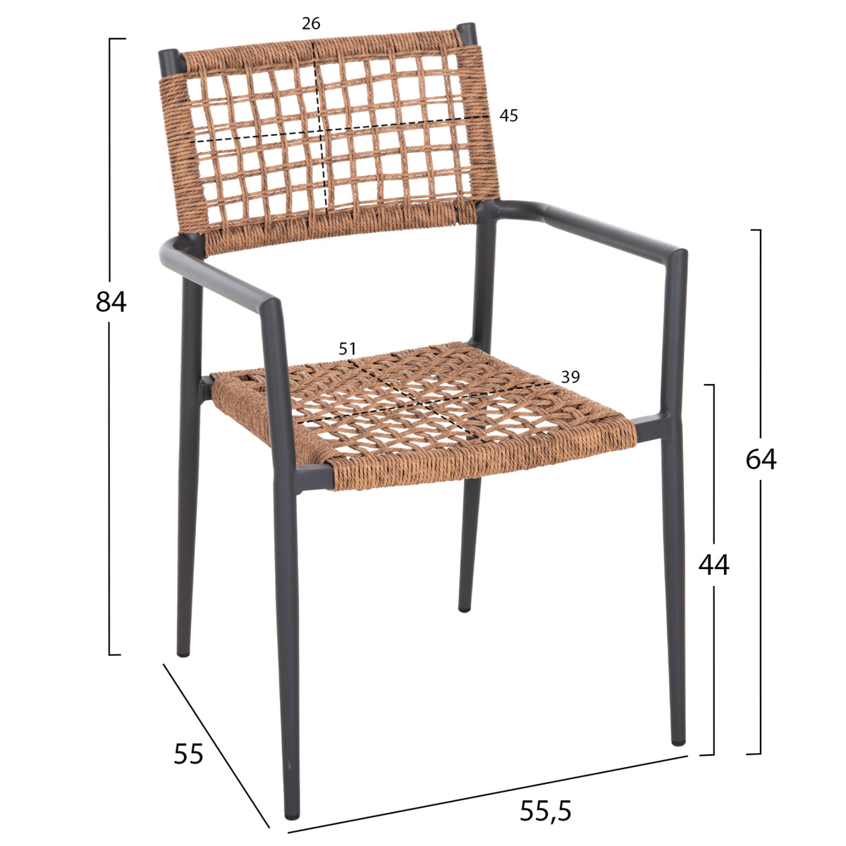 ΠΟΛΥΘΡΟΝΑ TRILAN ΑΛΟΥΜΙΝΙΟ ΑΝΘΡΑΚΙ ΜΕ ΣΥΝΘΕΤΙΚΟ RATTAN ΦΥΣΙΚΟ 57x59x85