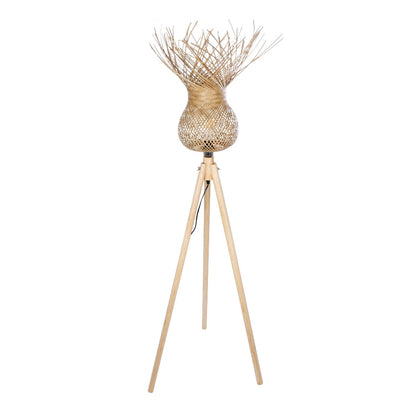 POPPY 01984 Boho Επιδαπέδιο Φωτιστικό Μονόφωτο 1 x E27 IP20 Μπεζ Ξύλο - Μ58 x Π58 x Υ168cm