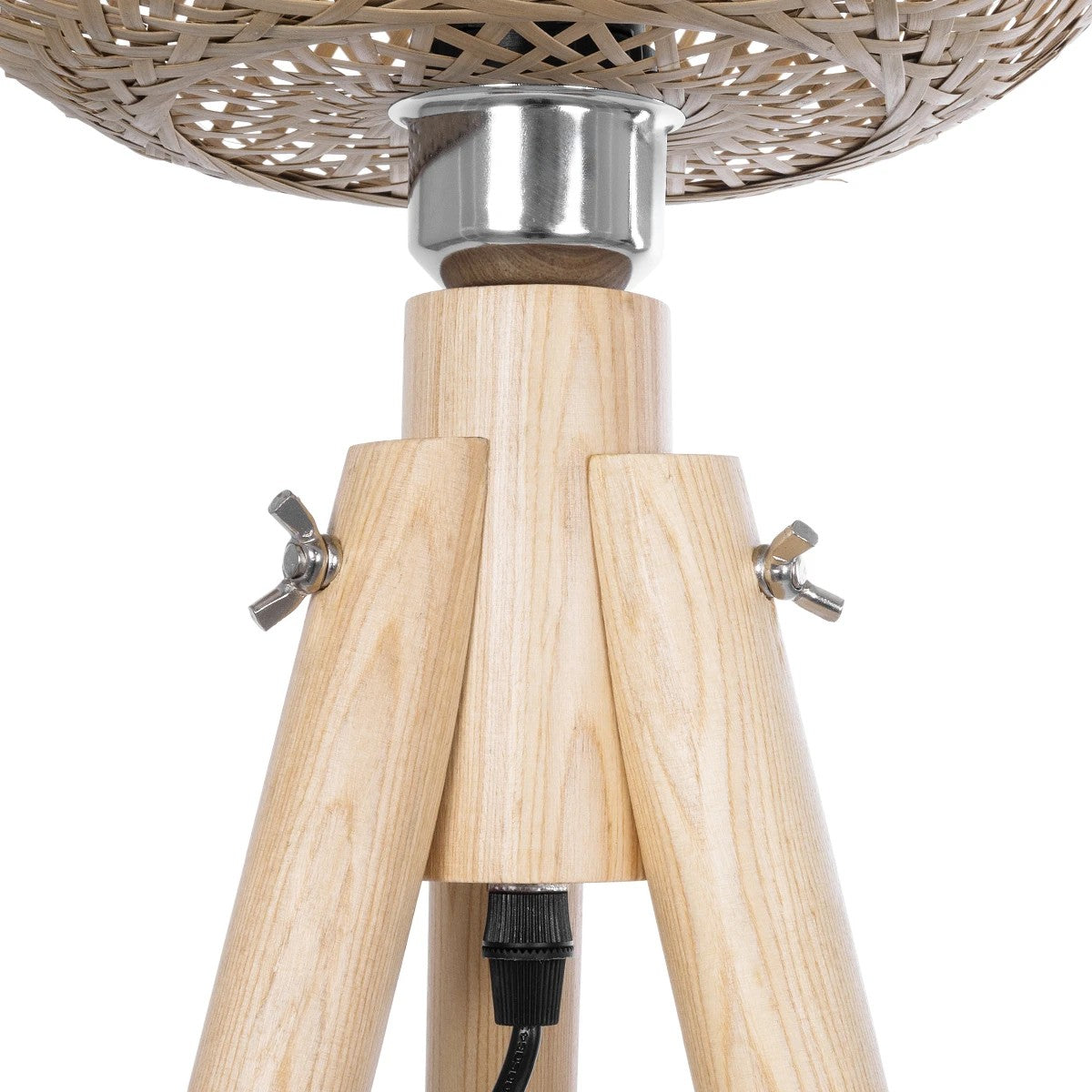POPPY 01984 Boho Επιδαπέδιο Φωτιστικό Μονόφωτο 1 x E27 IP20 Μπεζ Ξύλο - Μ58 x Π58 x Υ168cm
