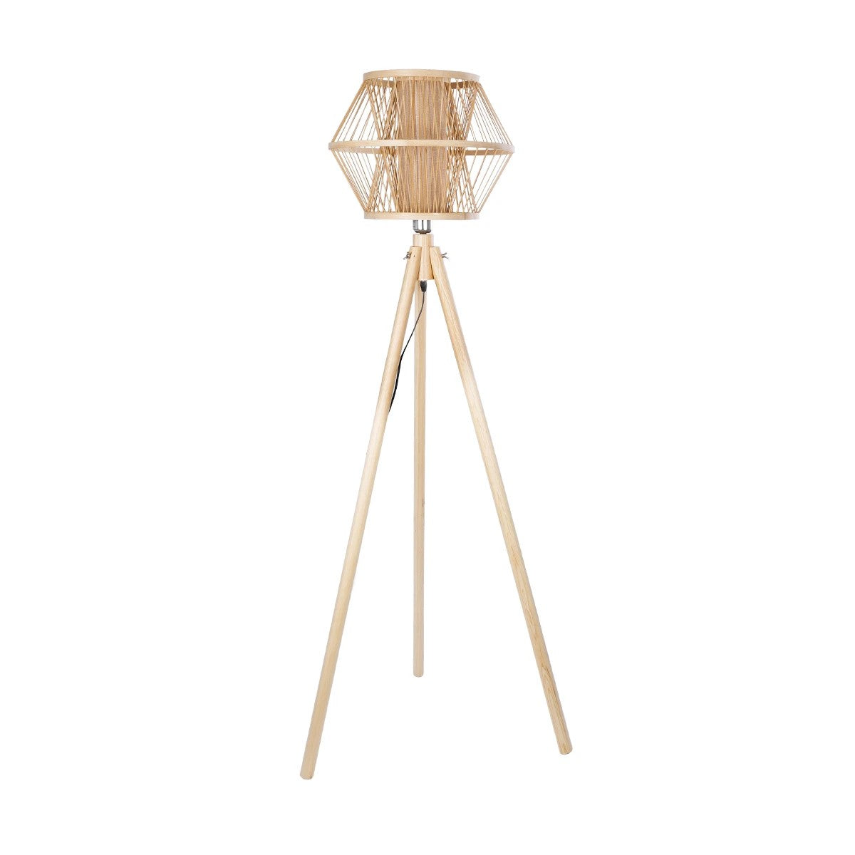 POPPY 01985 Boho Επιδαπέδιο Φωτιστικό Μονόφωτο 1 x E27 IP20 Μπεζ Ξύλο - Μ58 x Π58 x Υ151cm