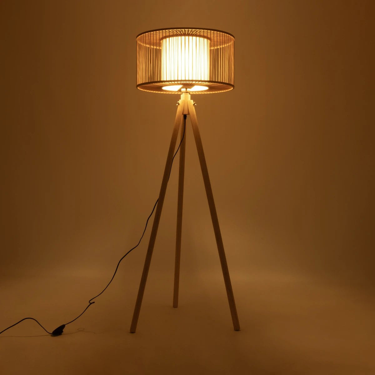 POPPY 01988 Boho Επιδαπέδιο Φωτιστικό με Ντουί 1 x E27 AC 220-240V IP20 - Μπεζ - Μ58 x Π58 x Υ145