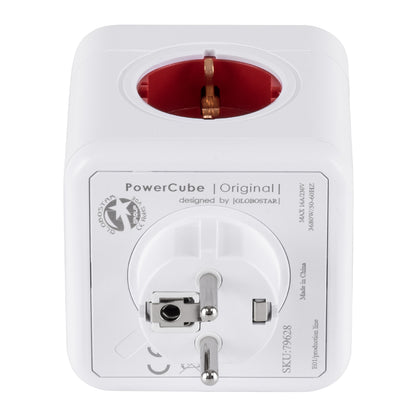 POWERCUBE 79628 Πολύπριζο 5 Θέσεων με 5 x EU Schuko Πρίζες Ασφαλείας Childproof AC 220-240V 3680W/16A Max Load IP20 - Λευκό & Κόκκινο - Μ7.5 x Π11.5 x Υ7.5