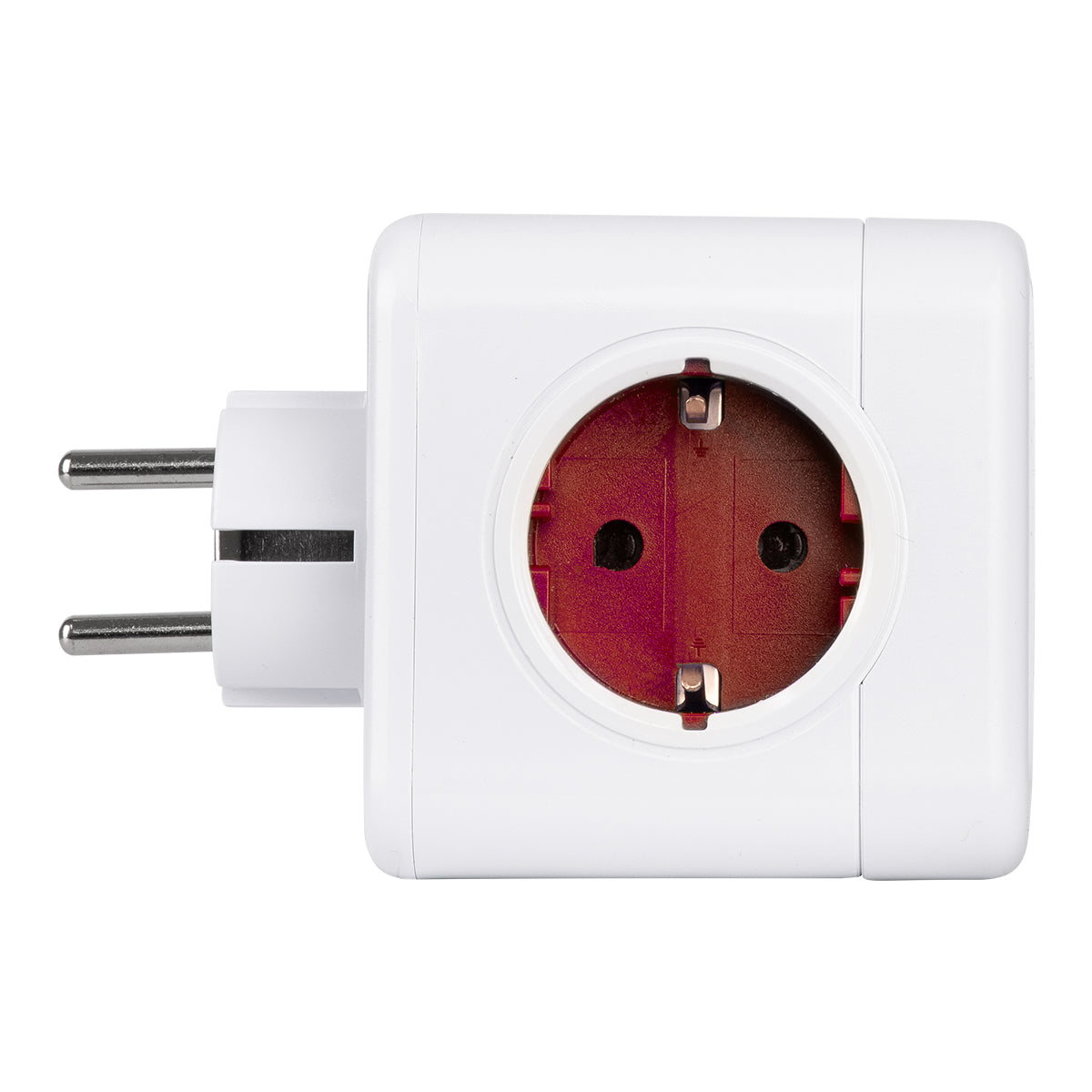 POWERCUBE 79628 Πολύπριζο 5 Θέσεων με 5 x EU Schuko Πρίζες Ασφαλείας Childproof AC 220-240V 3680W/16A Max Load IP20 - Λευκό & Κόκκινο - Μ7.5 x Π11.5 x Υ7.5