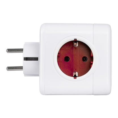 POWERCUBE 79628 Πολύπριζο 5 Θέσεων με 5 x EU Schuko Πρίζες Ασφαλείας Childproof AC 220-240V 3680W/16A Max Load IP20 - Λευκό & Κόκκινο - Μ7.5 x Π11.5 x Υ7.5