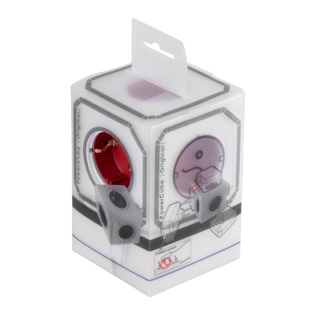 POWERCUBE 79628 Πολύπριζο 5 Θέσεων με 5 x EU Schuko Πρίζες Ασφαλείας Childproof AC 220-240V 3680W/16A Max Load IP20 - Λευκό & Κόκκινο - Μ7.5 x Π11.5 x Υ7.5