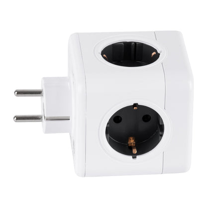 POWERCUBE 79633 Πολύπριζο 6 Θέσεων με 2 x Πρίζες DC 5V USB 2.0 & 4 x EU Schuko Πρίζες Ασφαλείας Childproof AC 220-240V 3680W/16A Max Load IP20 - Λευκό & Γκρι - Μ7.5 x Π11.5 x Υ7.5
