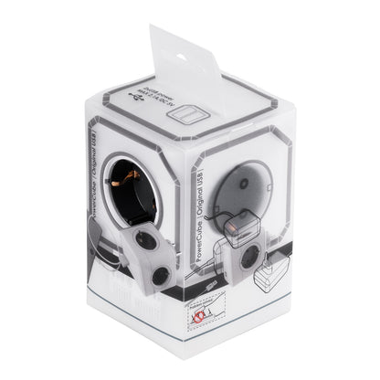 POWERCUBE 79633 Πολύπριζο 6 Θέσεων με 2 x Πρίζες DC 5V USB 2.0 & 4 x EU Schuko Πρίζες Ασφαλείας Childproof AC 220-240V 3680W/16A Max Load IP20 - Λευκό & Γκρι - Μ7.5 x Π11.5 x Υ7.5