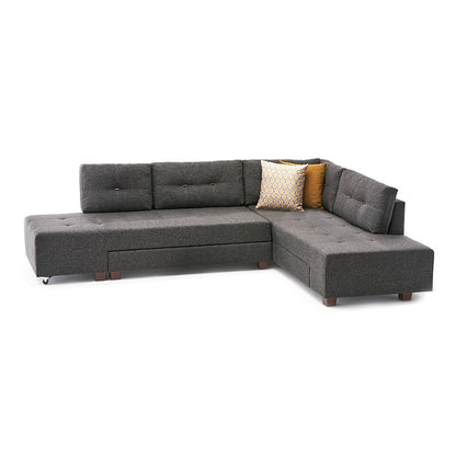 Γωνιακός Καναπές - Κρεβάτι Manama Δεξιά Γωνία Υφασμάτινος Χρώμα Ανθρακί 280X206X85