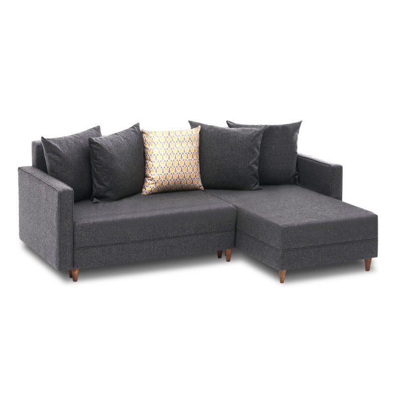 Γωνιακός Καναπές - Κρεβάτι Aydam Δεξιά Γωνία Υφασμάτινος Με Αποθηκευτικό Χώρο Χρώμα Ανθρακί 215X150X80