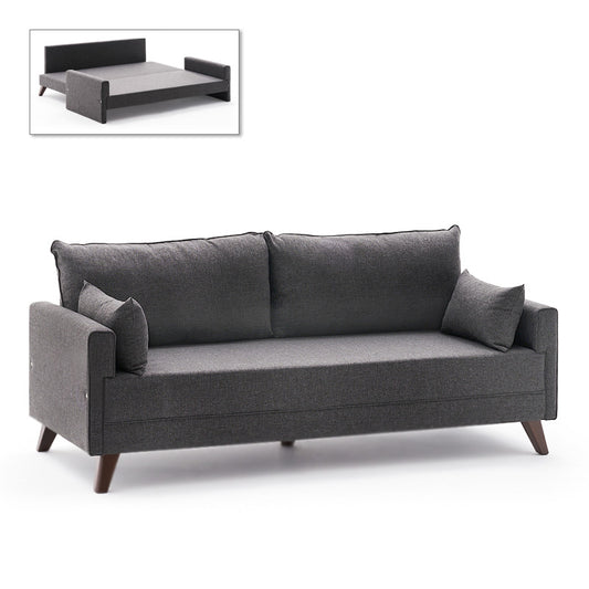 Καναπές - Κρεβάτι Bella Τριθέσιος Υφασμάτινος Χρώμα Ανθρακί 208X81X85