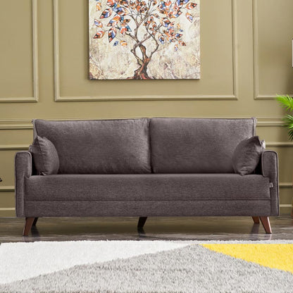 Καναπές - Κρεβάτι Bella Τριθέσιος Υφασμάτινος Χρώμα Καφέ 208X81X85